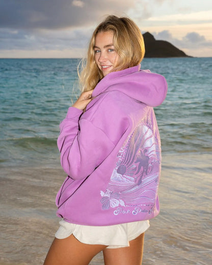"Everything Comes in Waves" Hoodie in Açai